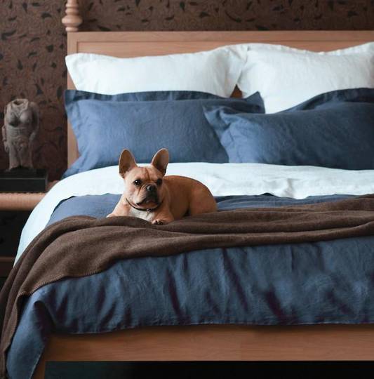 Seneca - Vida Linen Sheets / Pillowcases - Ink Blue