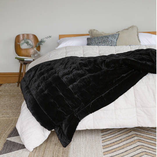Seneca - Velvet Pin Comforter / Euros - Black