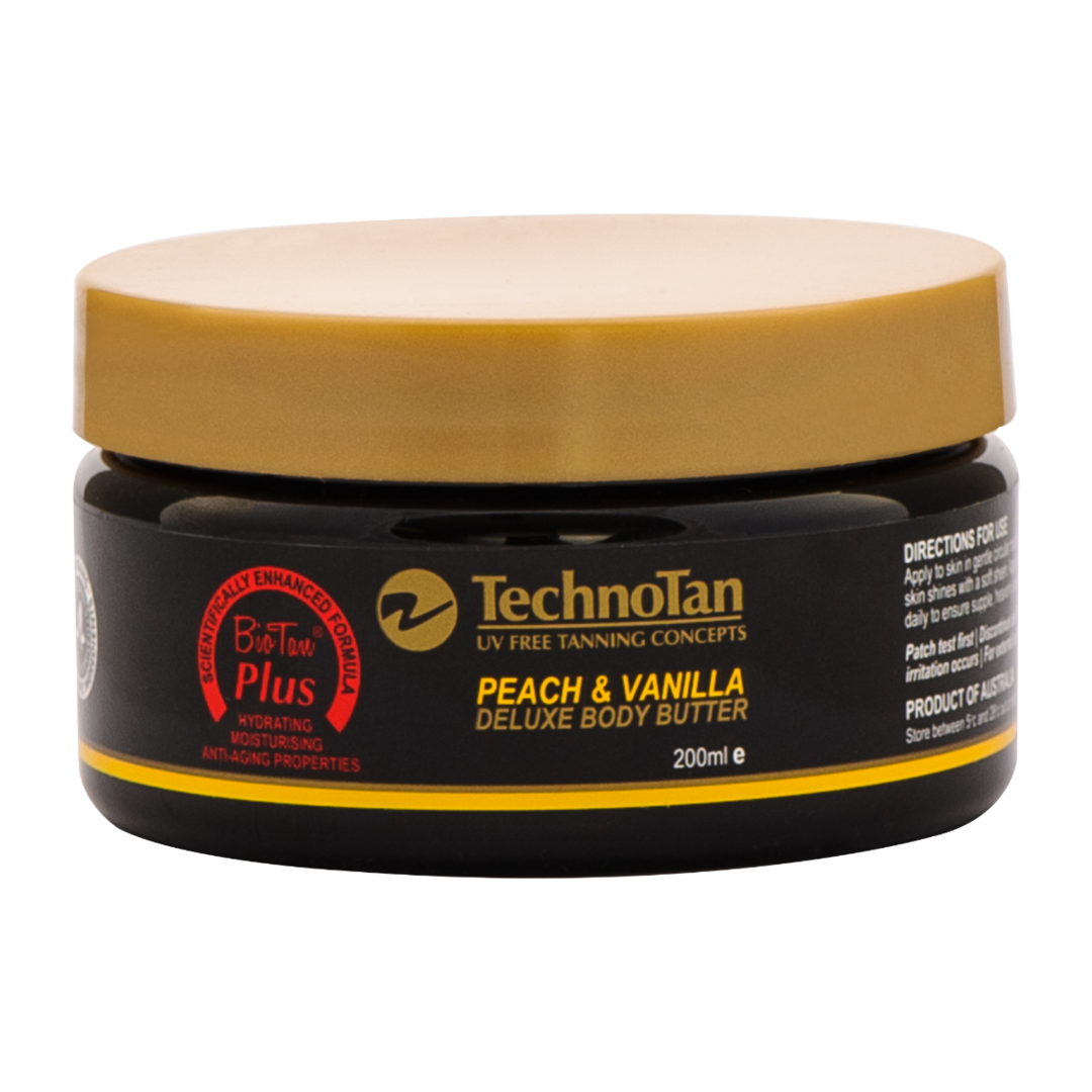 TechnoTan Deluxe Body Butters 200ml (Peach&Vanilla, Toffee and Tamarillo) image 0