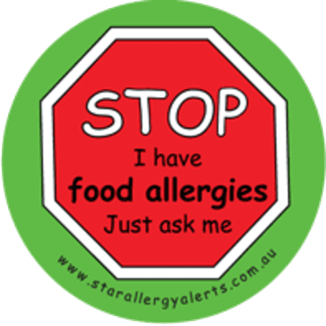STOP I have food allergies just ask me! Badge Pack at