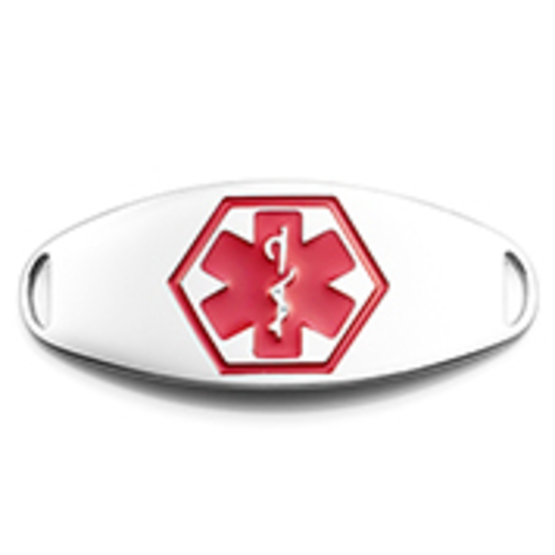 Stainless Steel Medical Tag with Red symbol 38mm image 0