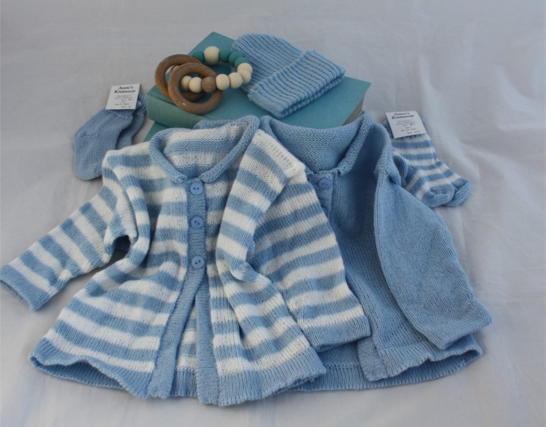 Baby Merino Set - Baby Blue & White image 0