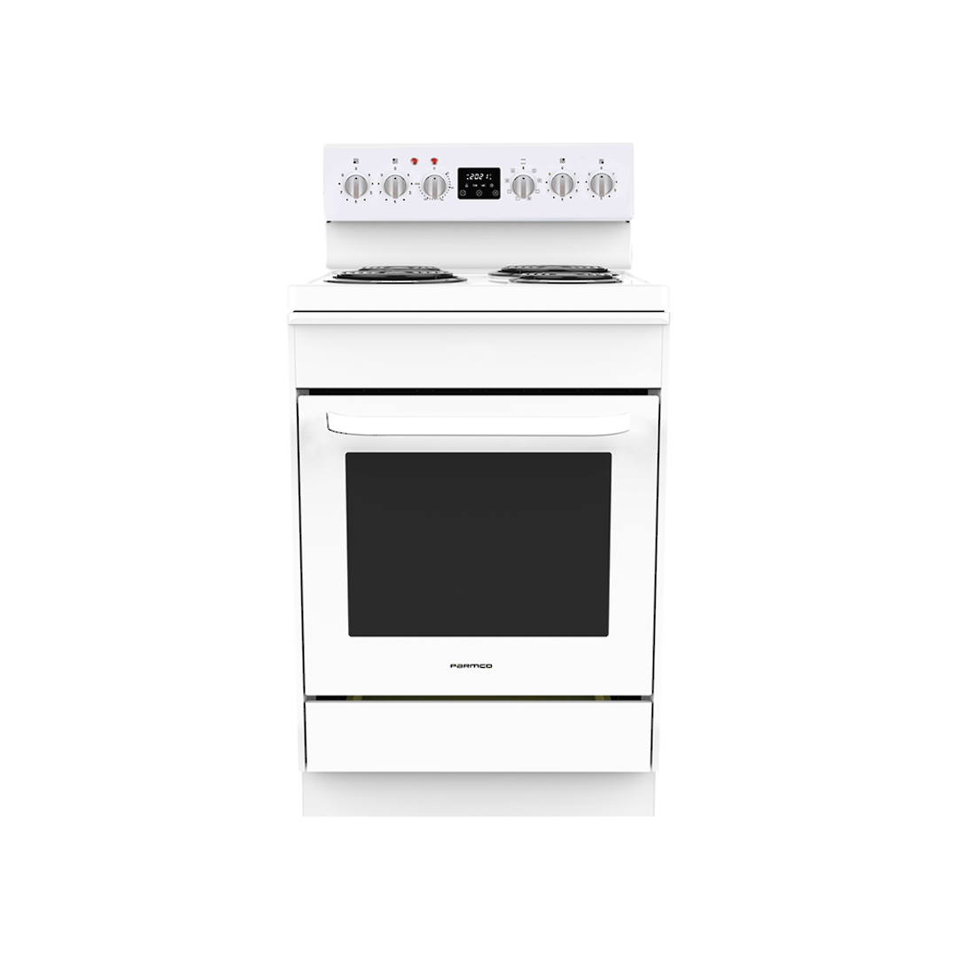 PARMCO 600MM WHITE RADIANT COIL 8 FUNCTION FREESTANDING ELECTRIC STOVE image 0
