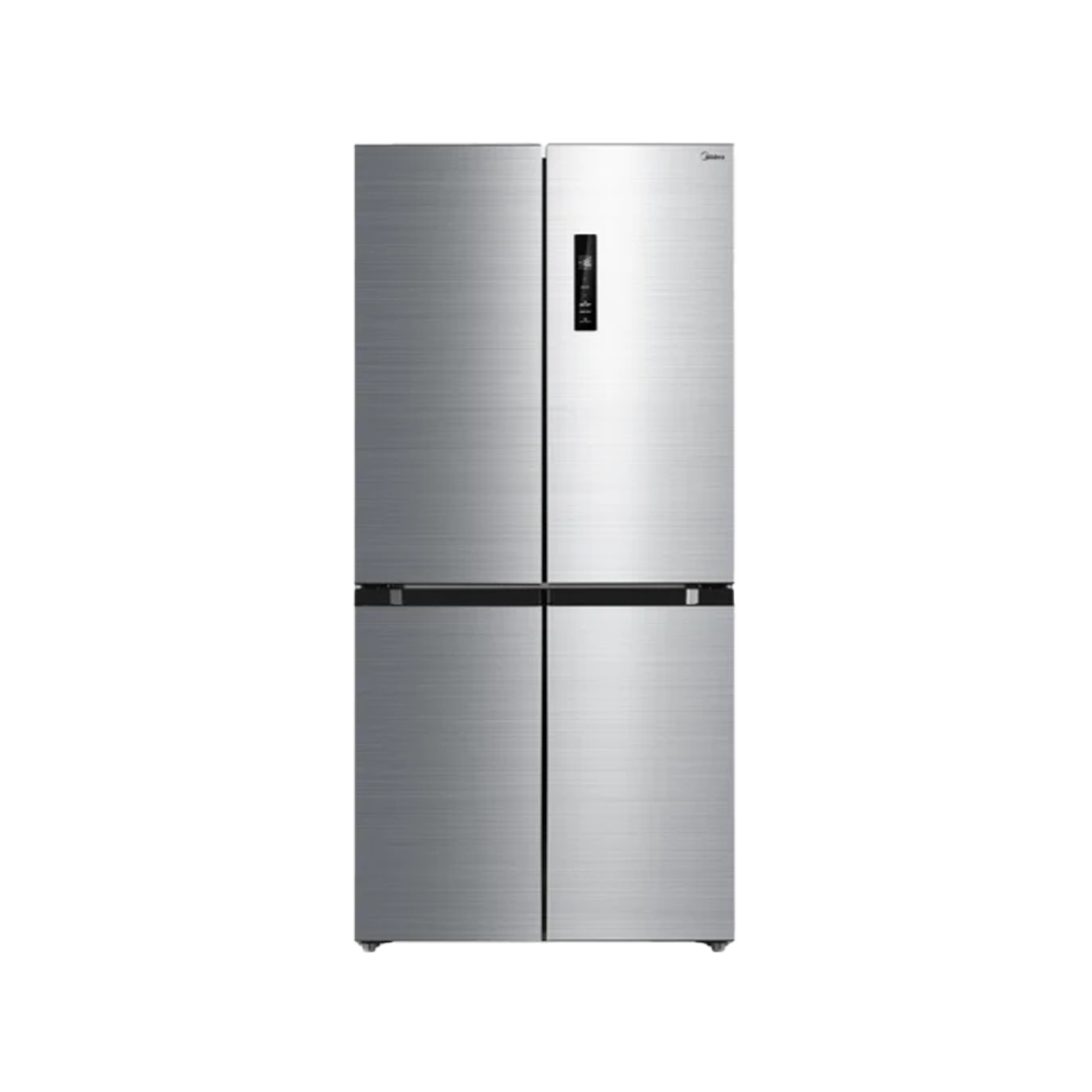 midea 474l quad door stainless steel fridge freezer image 0