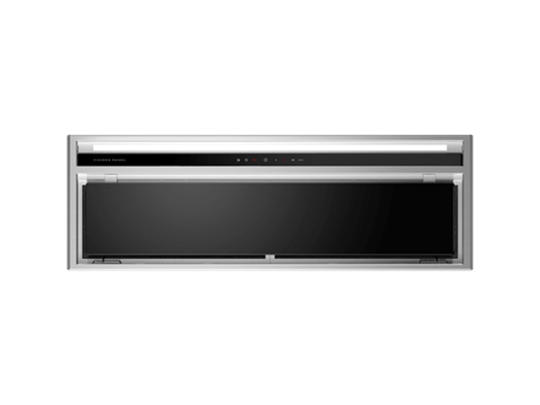 FISHER & PAYKEL 90CM INTEGRATED STAINLESS STEEL & GLASS INSERT RANGEHOOD image 0
