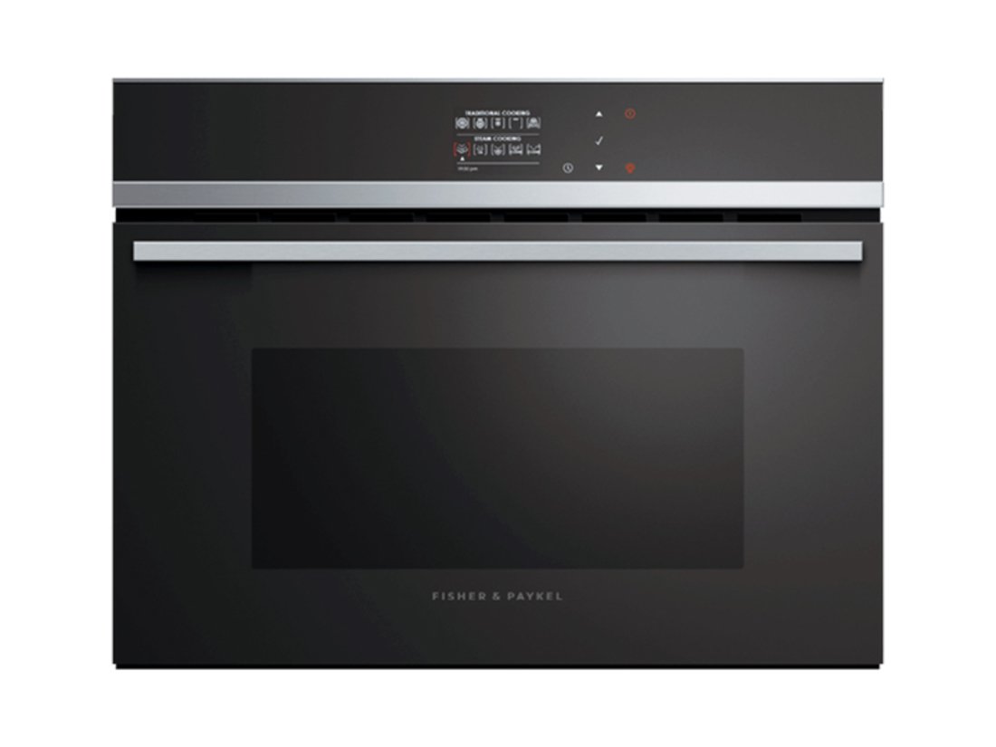 FISHER & PAYKEL 60CM 9 FUNCTION COMBINATION STEAM OVEN WITH STAINLESS STEEL DETAILS image 0