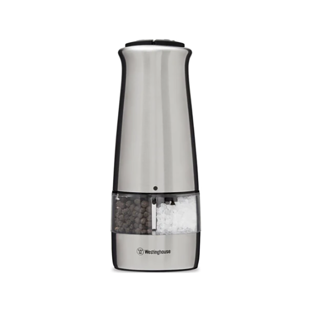 WESTINGHOUSE 2-IN-1 ELECTRIC STAINLESS STEEL SALT & PEPPER MILL image 0