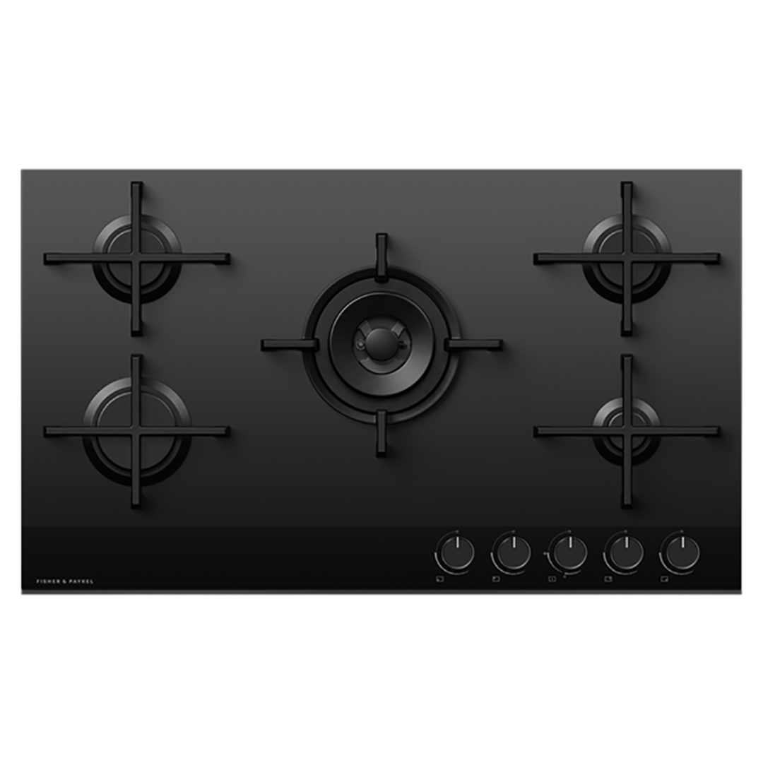 FISHER & PAYKEL 90CM 5 BURNER GAS ON GLASS NATURAL GAS COOKTOP image 0