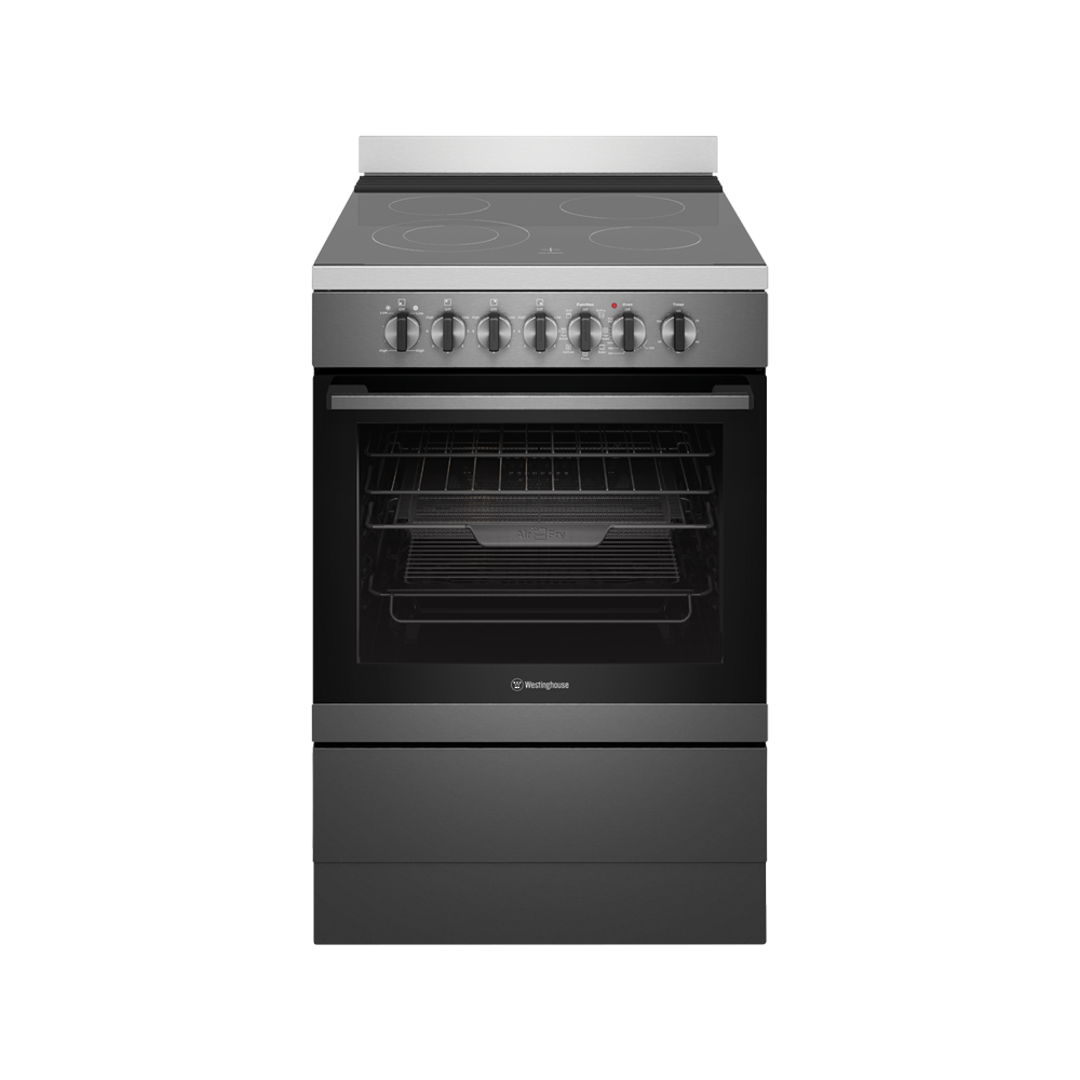 WESTINGHOUSE 60CM DARK S/S FREESTANDING ELECTRIC OVEN WITH CERAMIC COOKTOP image 0