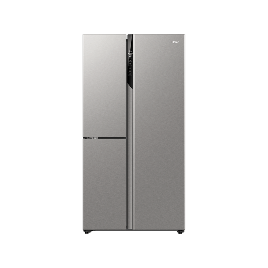 haier 3-door 575l satina fridge freezer image 0