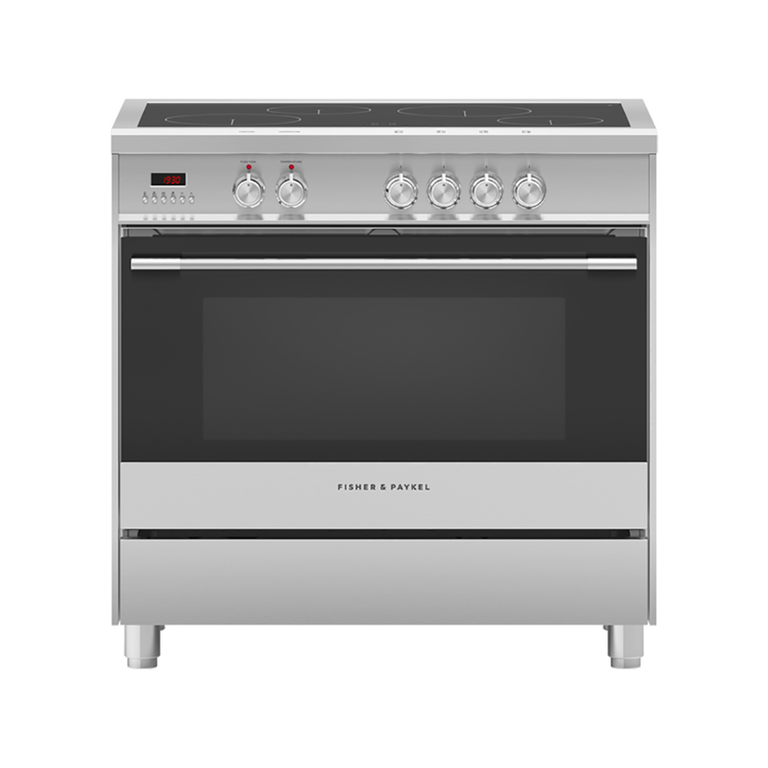 FISHER & PAYKEL 90CM 4 ZONE INDUCTION STAINLESS STEEL FREESTANDING COOKER image 0