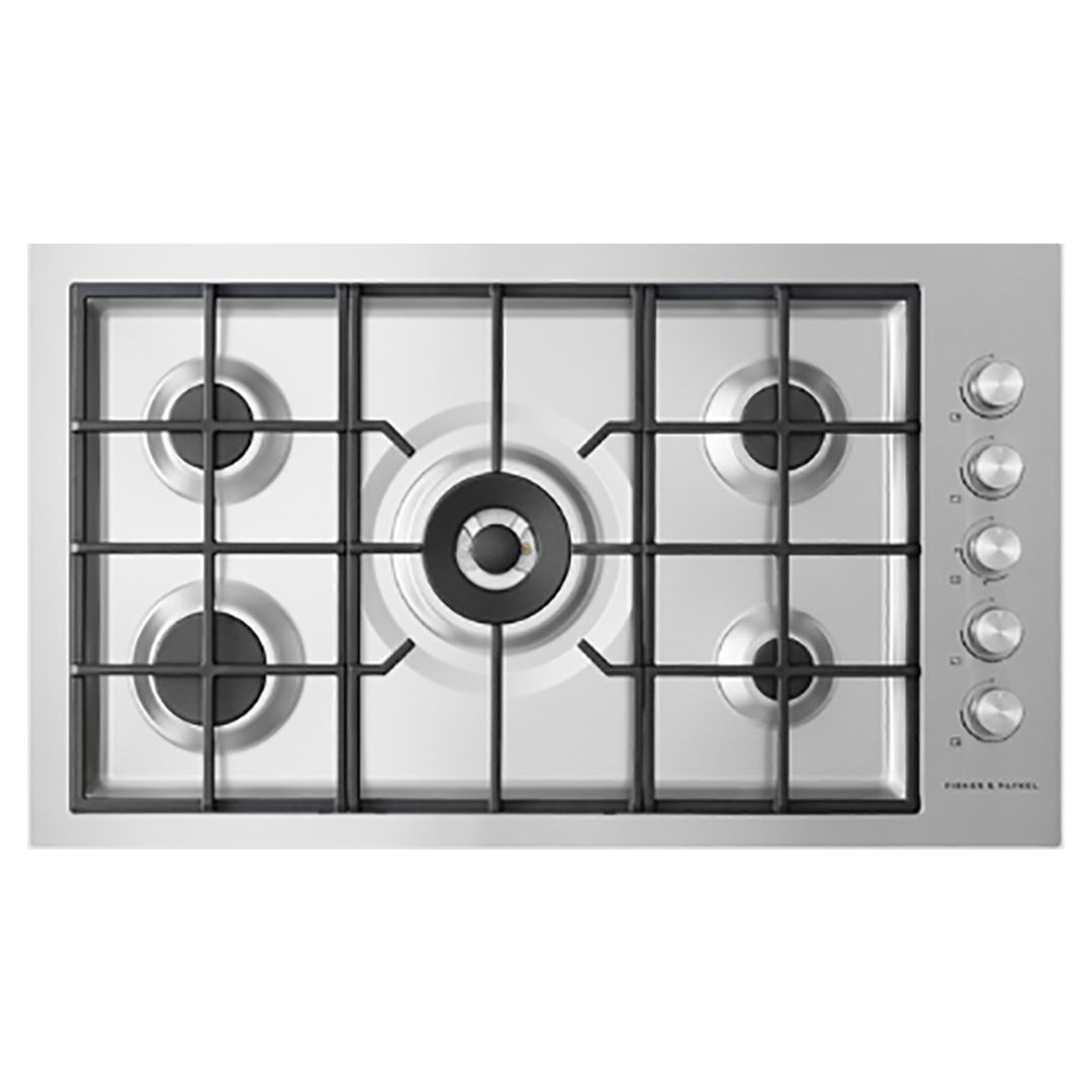 FISHER & PAYKEL 90CM STAINLESS STEEL FLUSH FIT GAS COOKTOP image 0