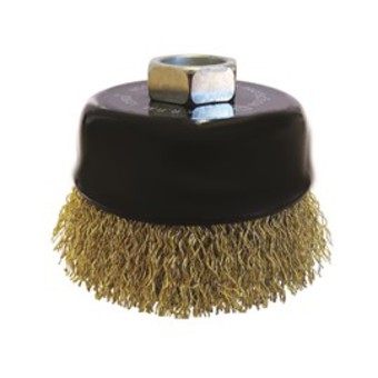 BRUSH CUP CRIMPED 75mm BRASS COATED JOSCO image 0