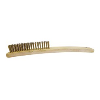 BRUSH WIRE HAND WOODEN HDLE 4 ROW BRASS image 0