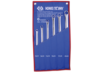 WRENCH SET DOUBLE RING LONG 10-24mm 6pc KING TONY image 0