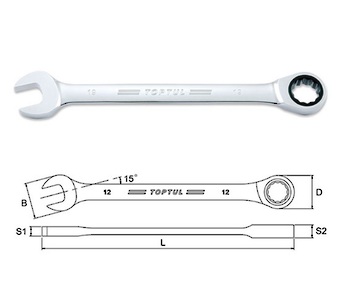 WRENCH RATCHET 17mm TOPTUL image 0
