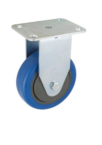 CASTOR 100mm BLUE RUBBER FIXED image 0