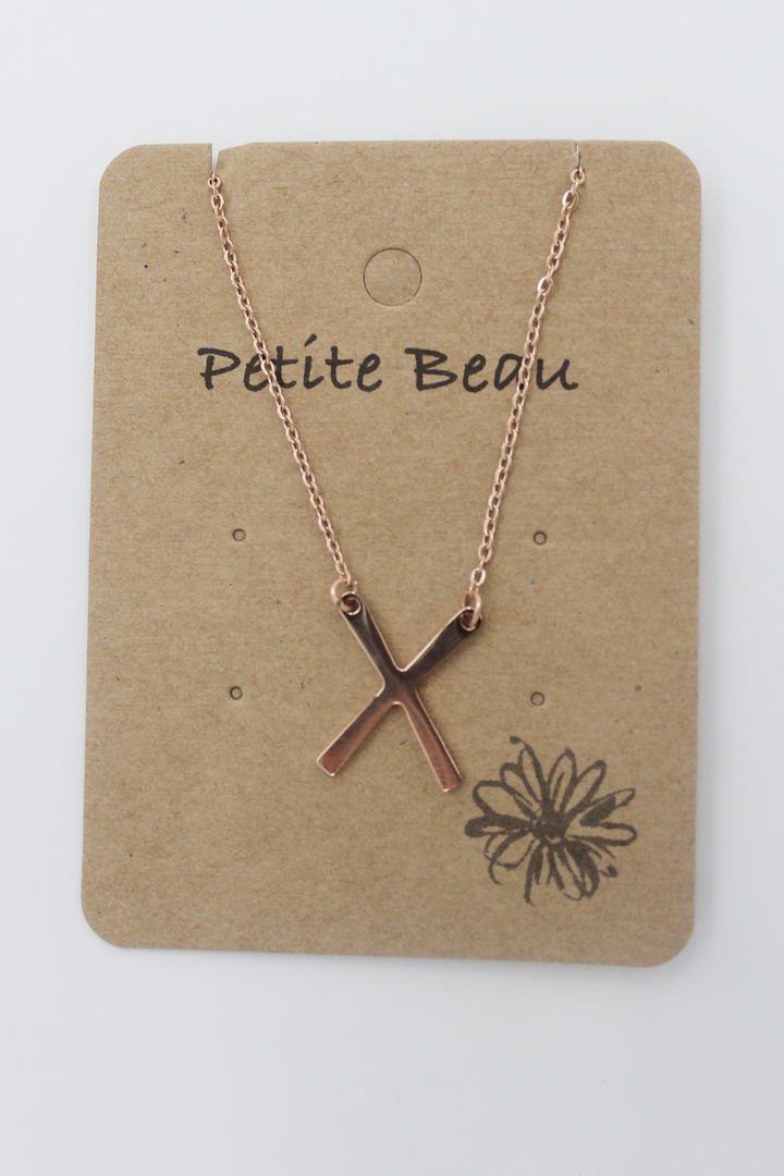 Petite Beau Stainless Steel Dimpled Rose Gold Cross image 1