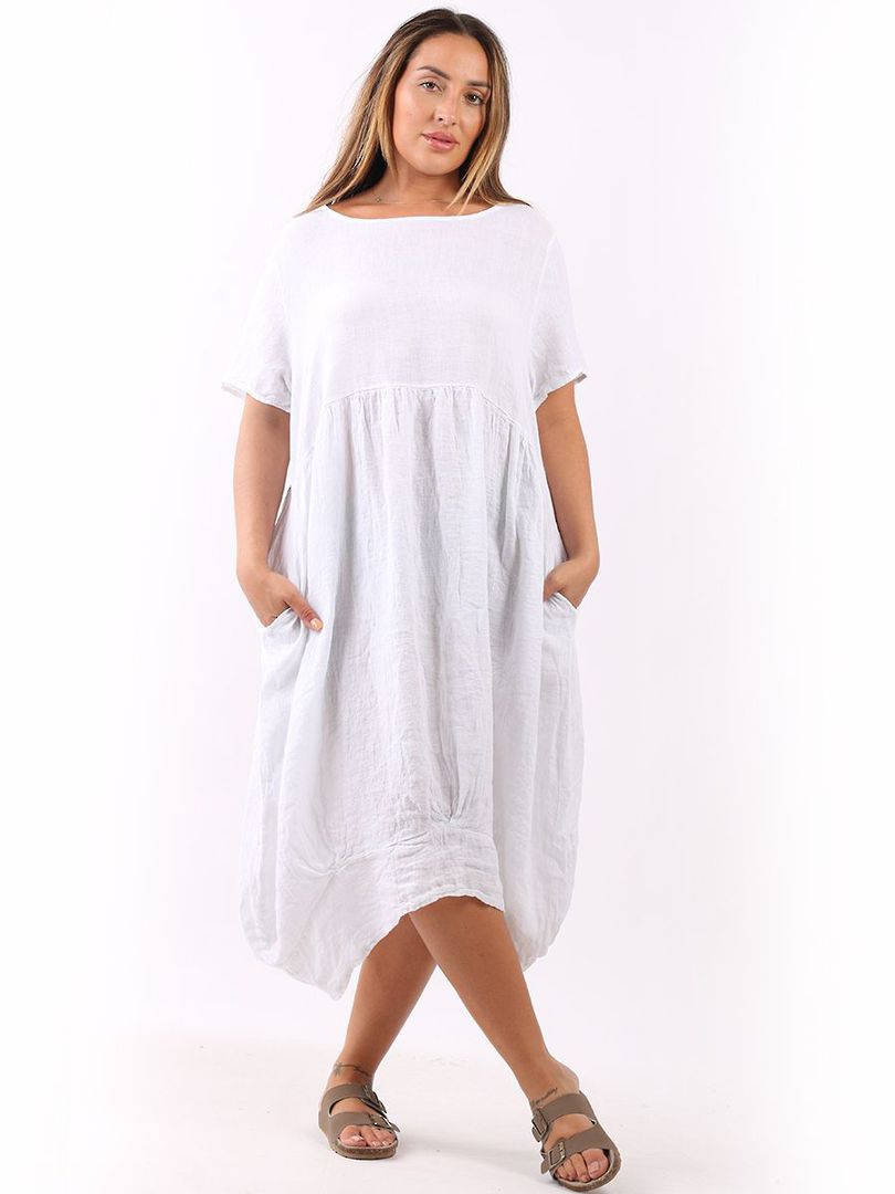 Mila Linen Dress White image 0