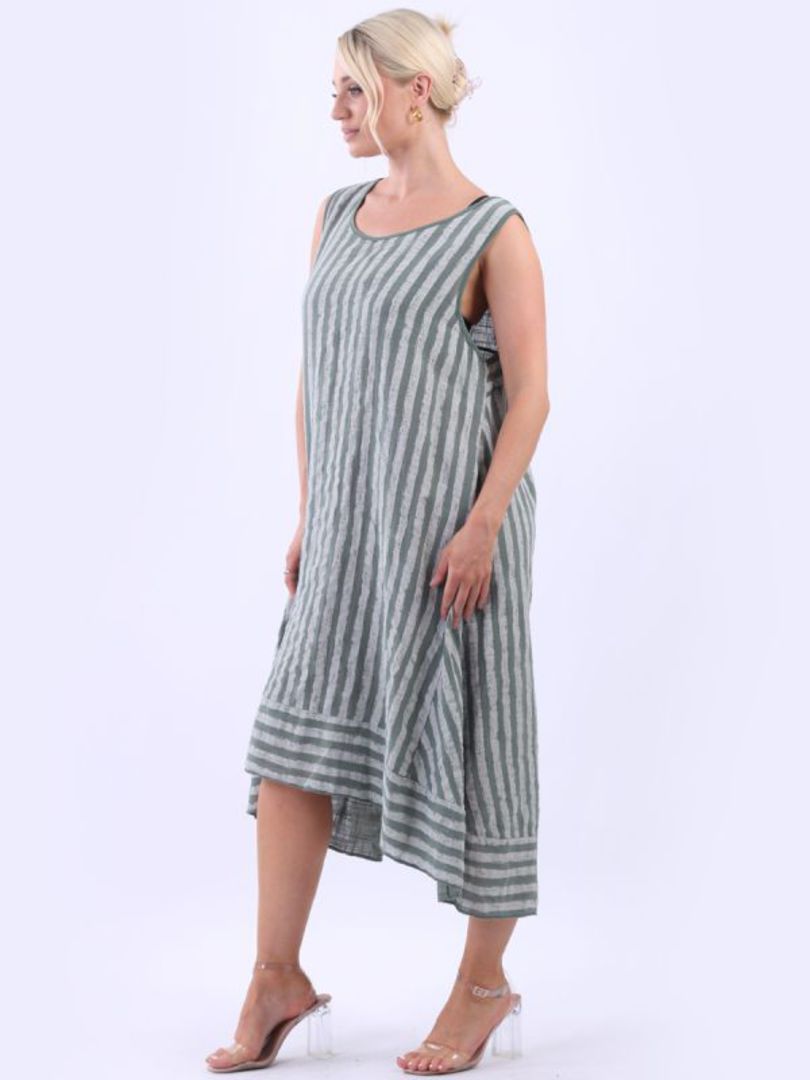 Gina Striped Dress Khaki image 2