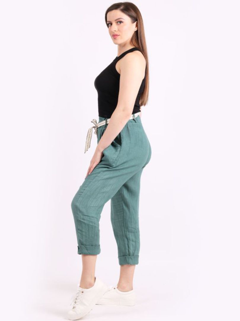 Marcella Linen Trousers Sage 14-18 image 1