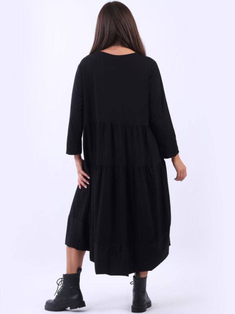 Matilda Tiered Dress Long Sleeved Black image 3