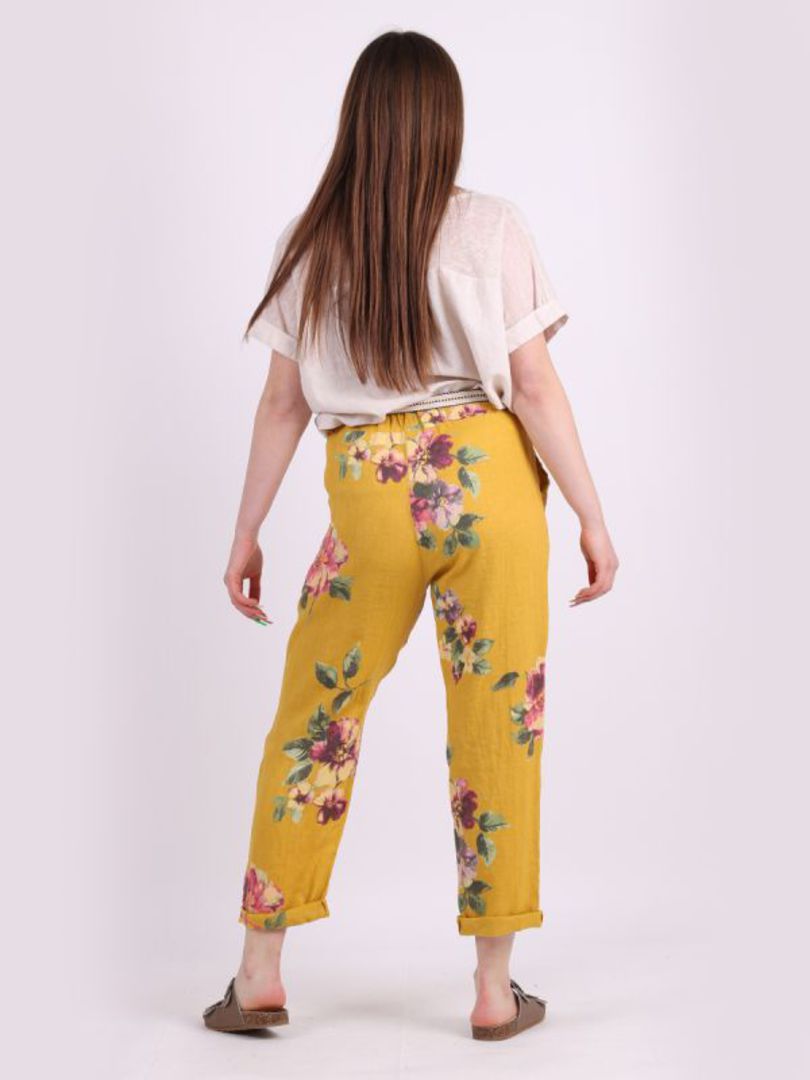 Marcella Floral Trousers Mustard 14-18 image 3