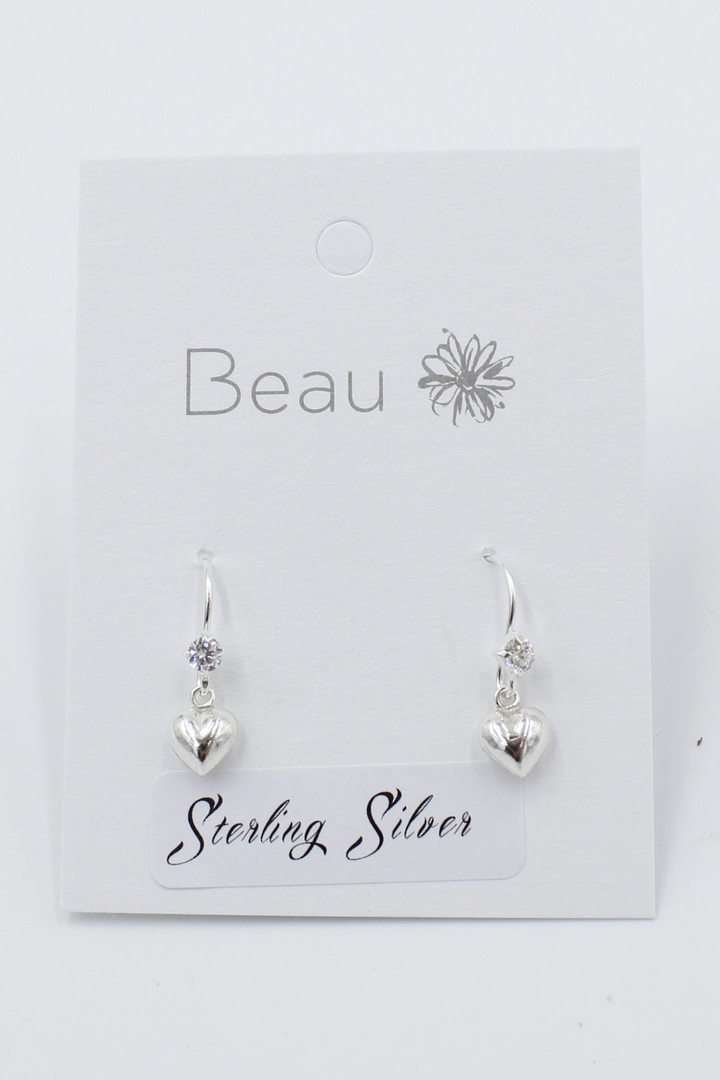 Sterling Silver Heart Diamond Earrings image 1