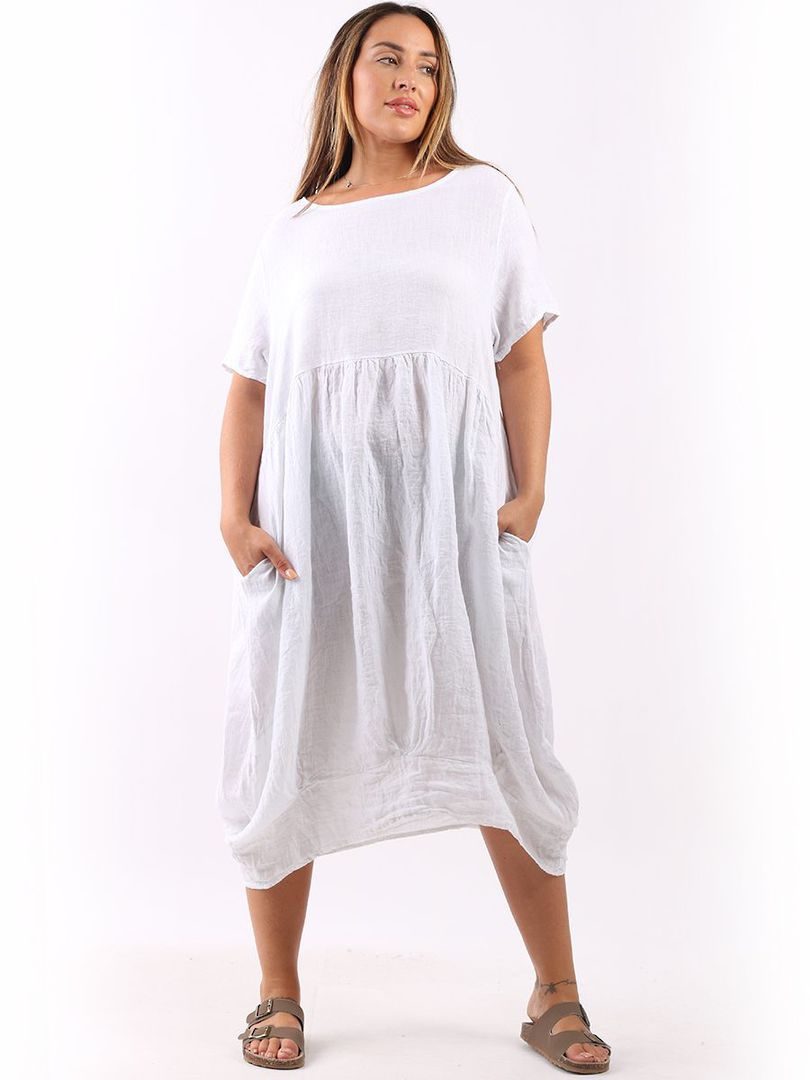 Mila Linen Dress White image 2