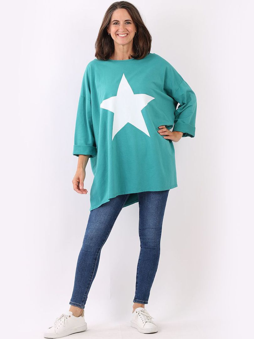 Zola Star Sweater Teal "Made in Italy" image 1