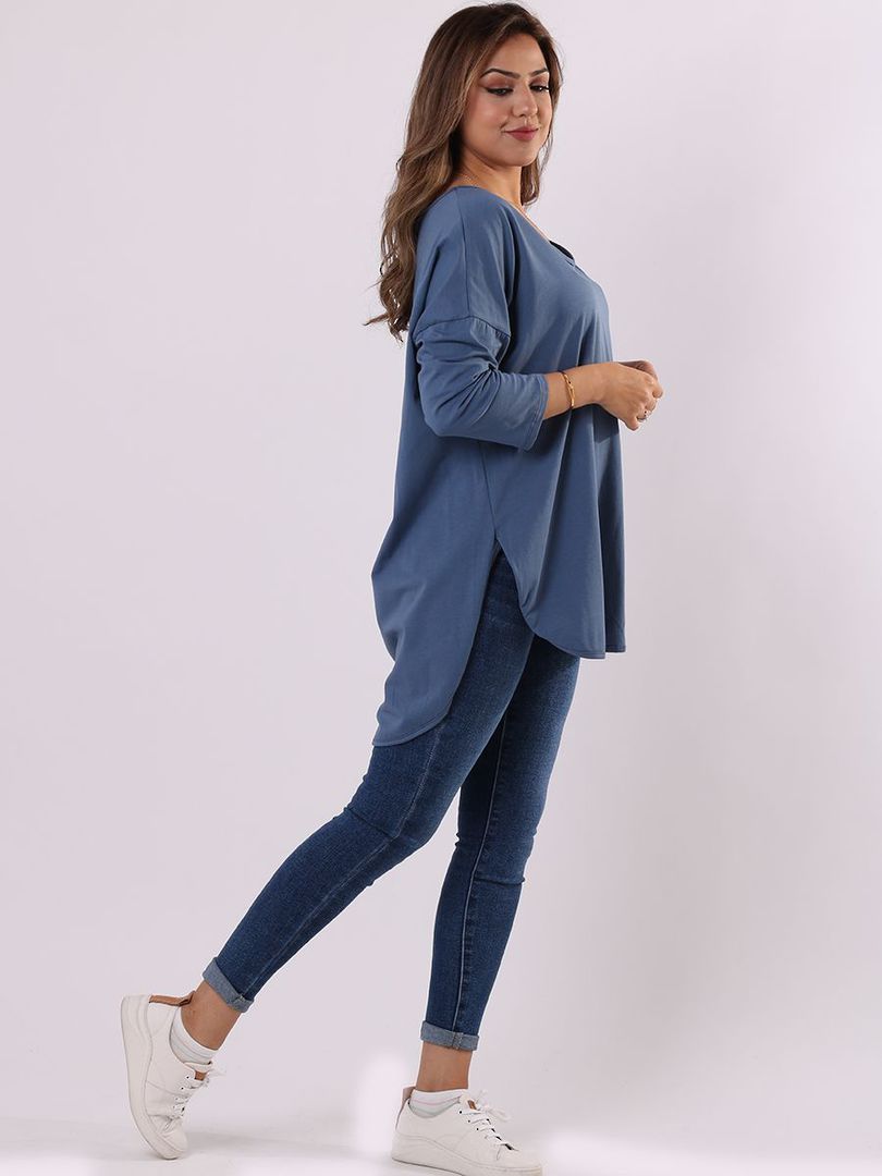 Amelia V Neck Top Denim image 4