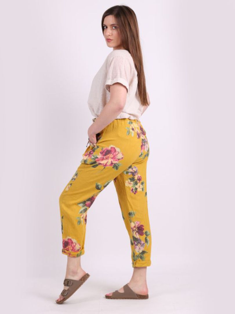 Marcella Floral Trousers Mustard 10-14 image 2
