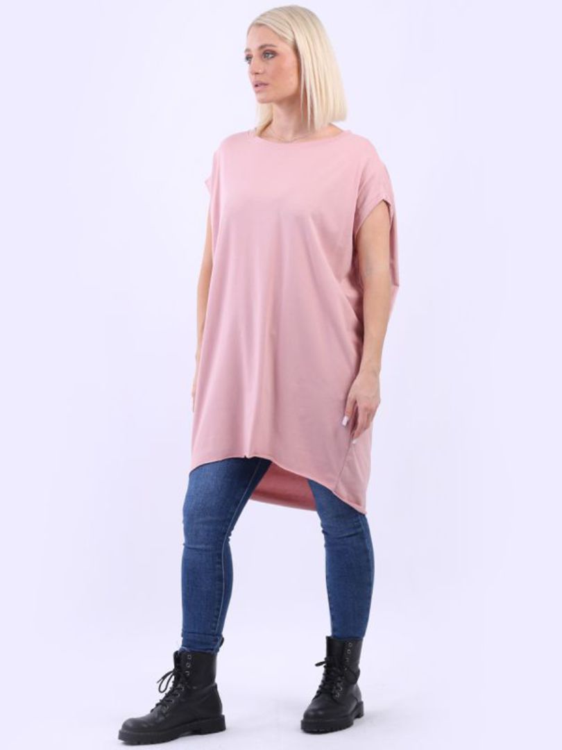 Greta Curve Back T Shirt Light Pink image 2