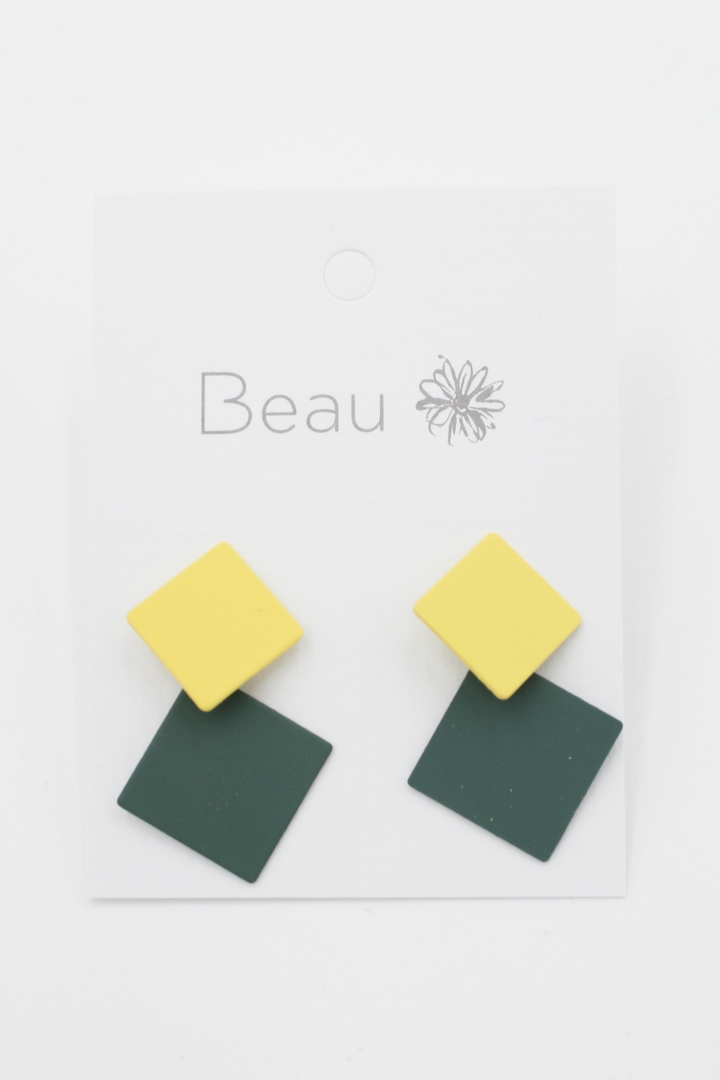 Leafy Lemon Square Earrings image 0