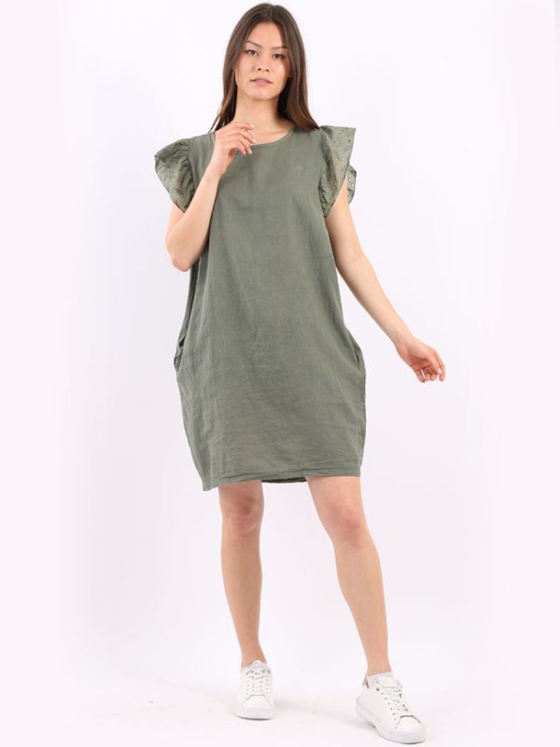 Izabella Cap Sleeve Dress Khaki image 0