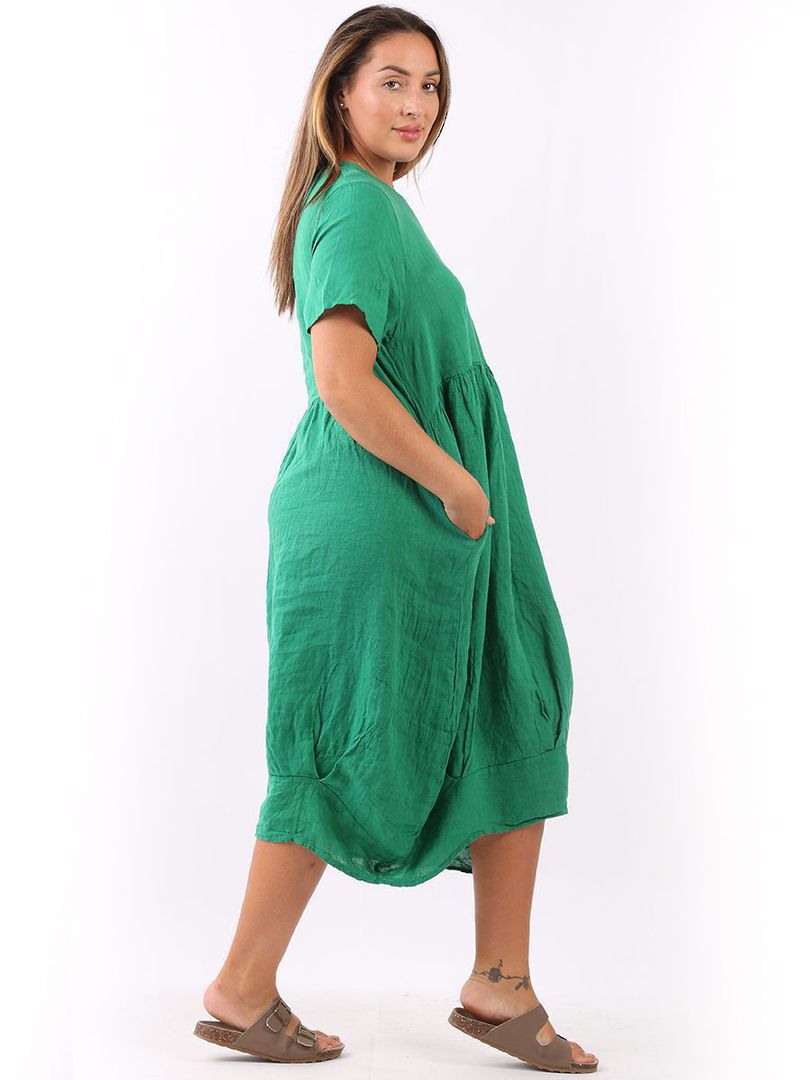 Mila Linen Dress Apple Green image 3