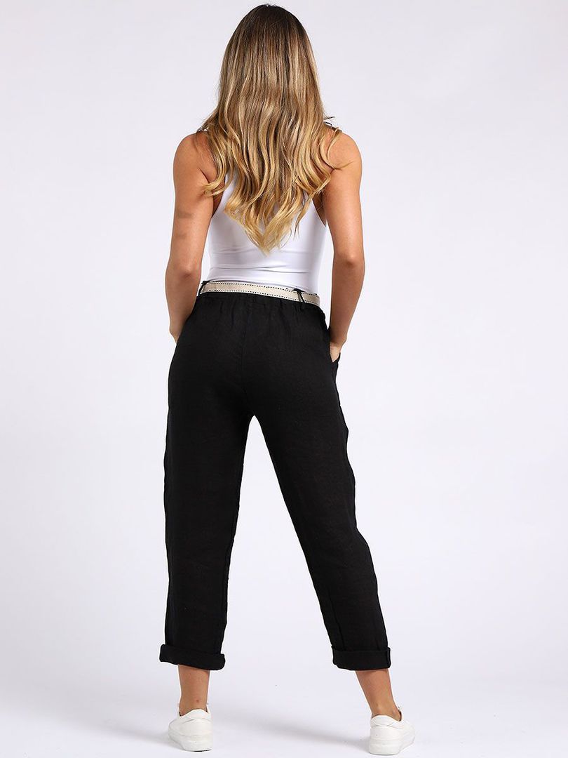 Marcella Linen Trousers Black 10-14 image 1