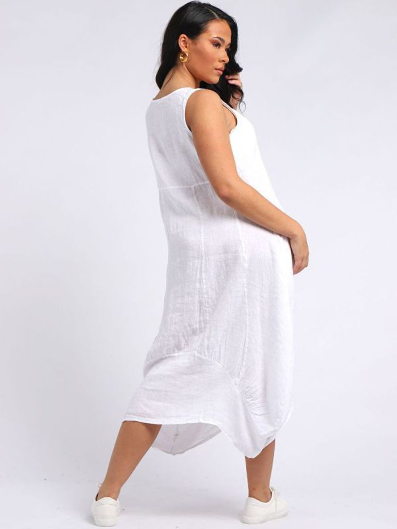 Gabriella Linen Dress White image 3