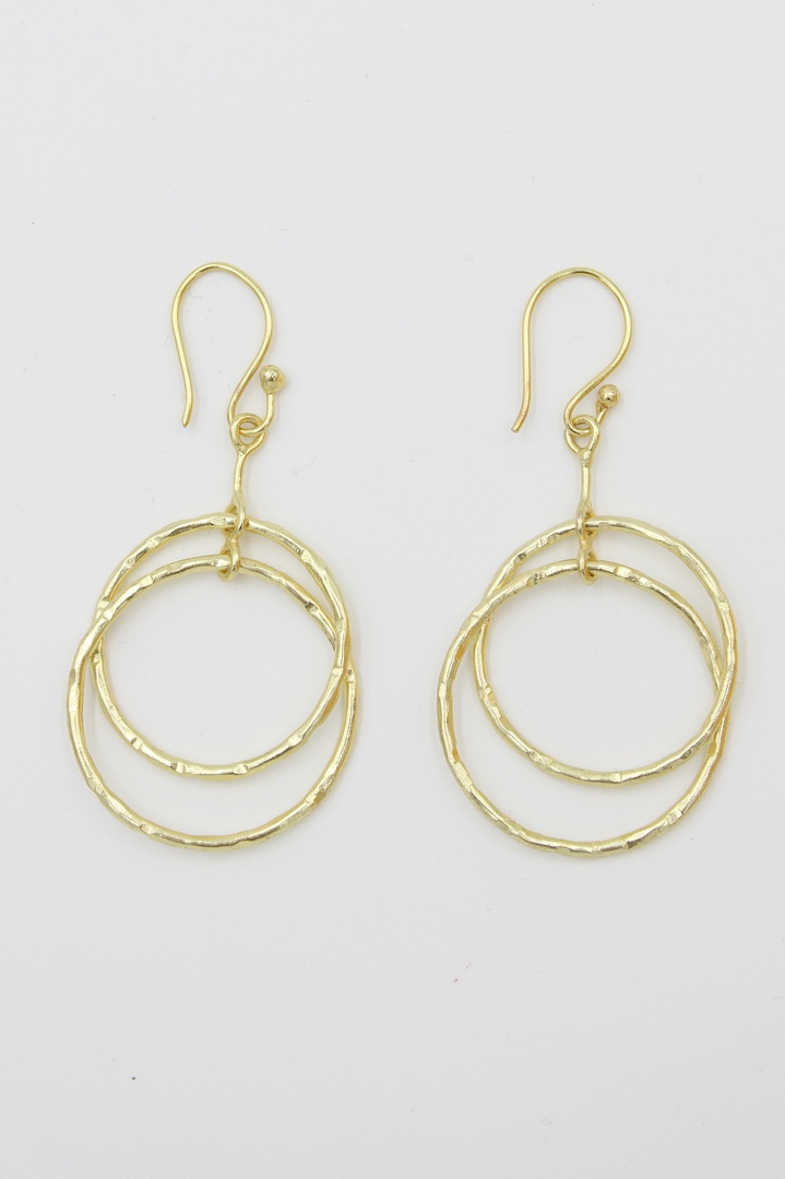 Double Ring Brass Earrings image 0