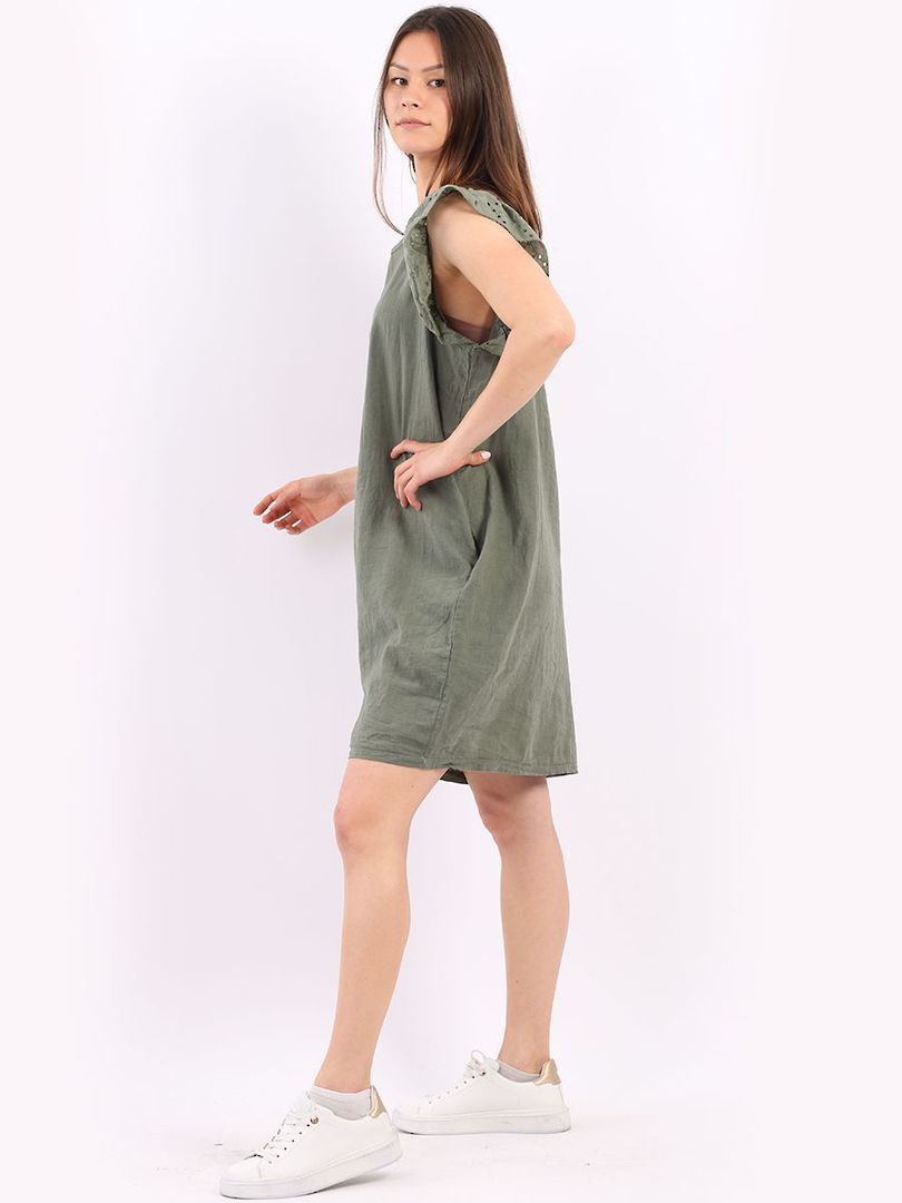 Izabella Cap Sleeve Dress Khaki image 3