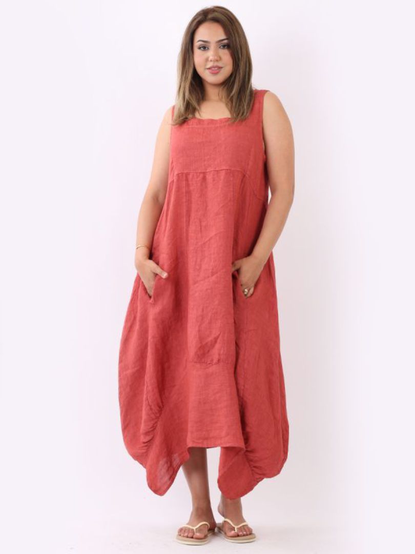 Gabriella Linen Dress Terracotta image 1