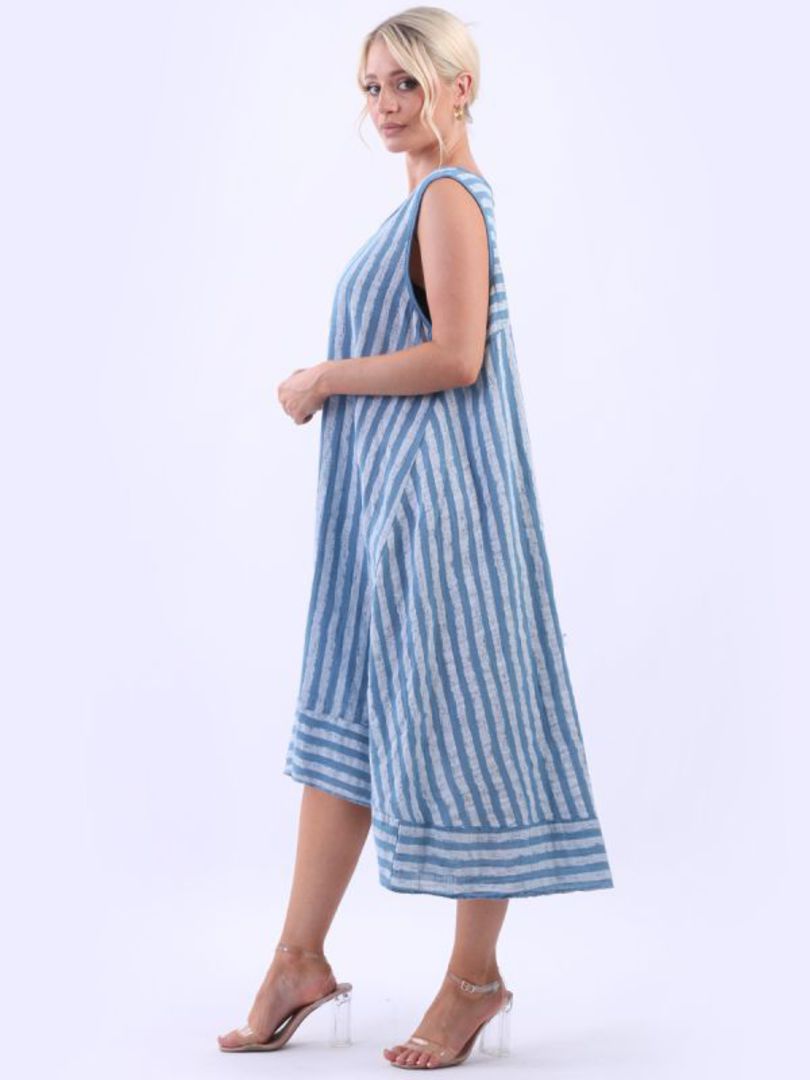 Gina Stripe Dress Denim Blue image 2