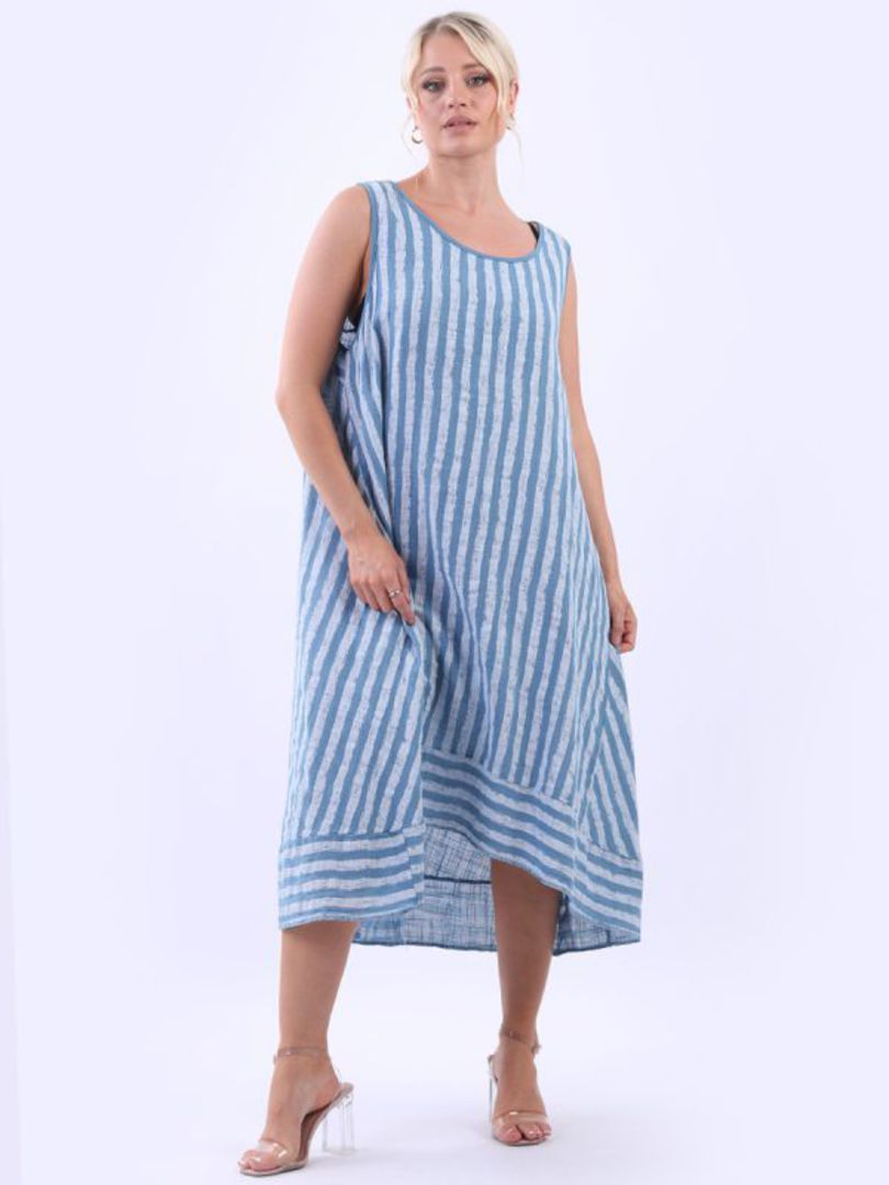 Gina Stripe Dress Denim Blue image 1
