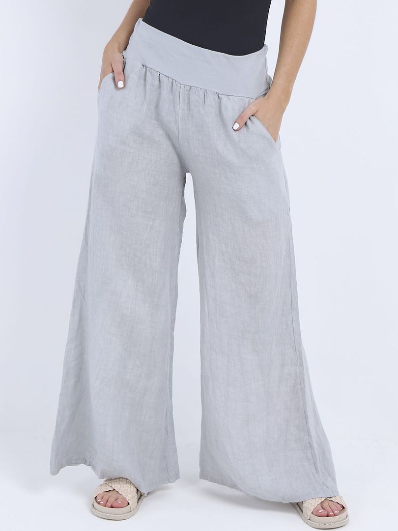 Roma Linen Trousers Light Grey image 3