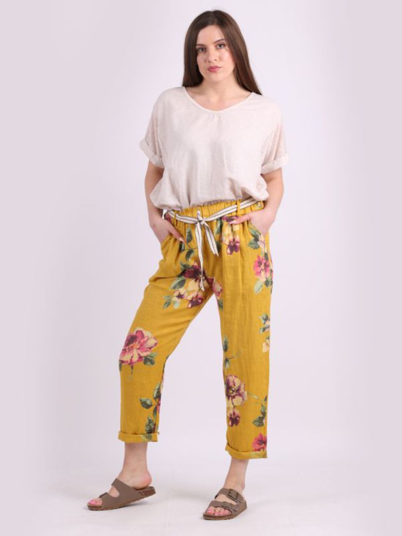 Marcella Floral Trousers Mustard 14-18 image 0