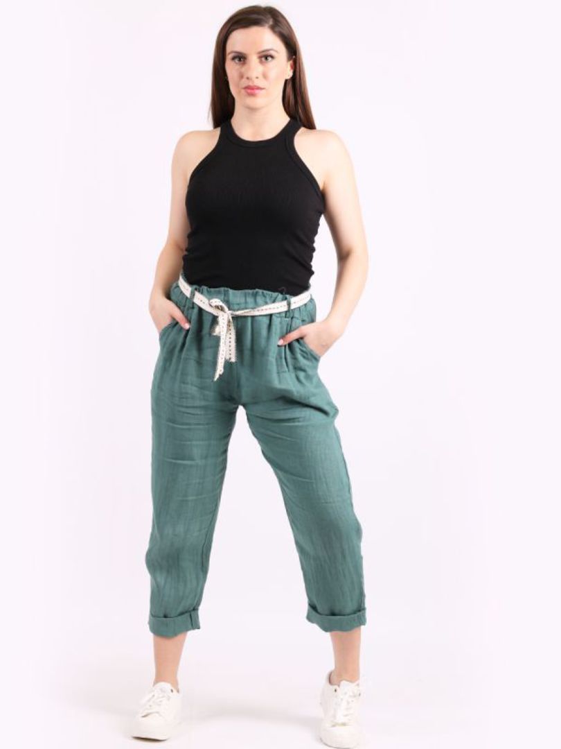 Marcella Linen Trousers Sage 14-18 image 0