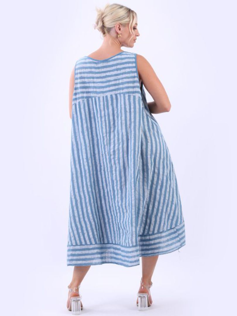 Gina Stripe Dress Denim Blue image 3