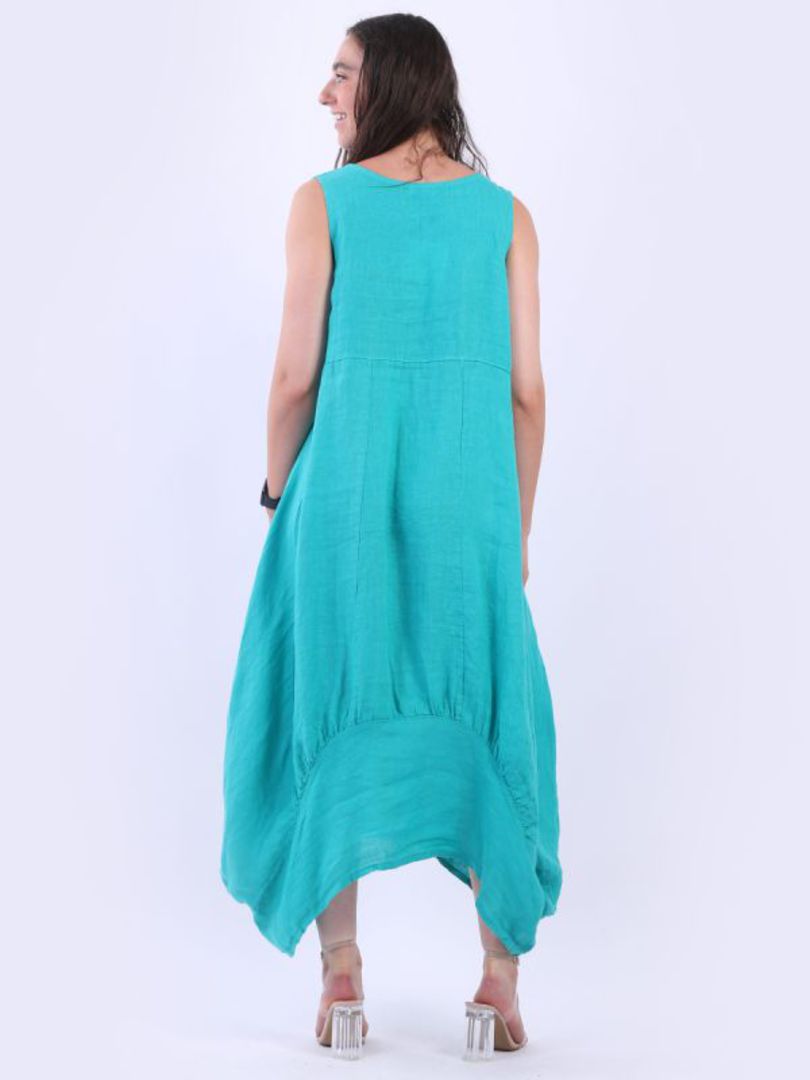 Gabriella Linen Dress Aqua image 3