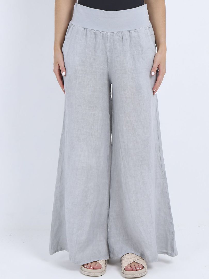 Roma Linen Trousers Light Grey image 2