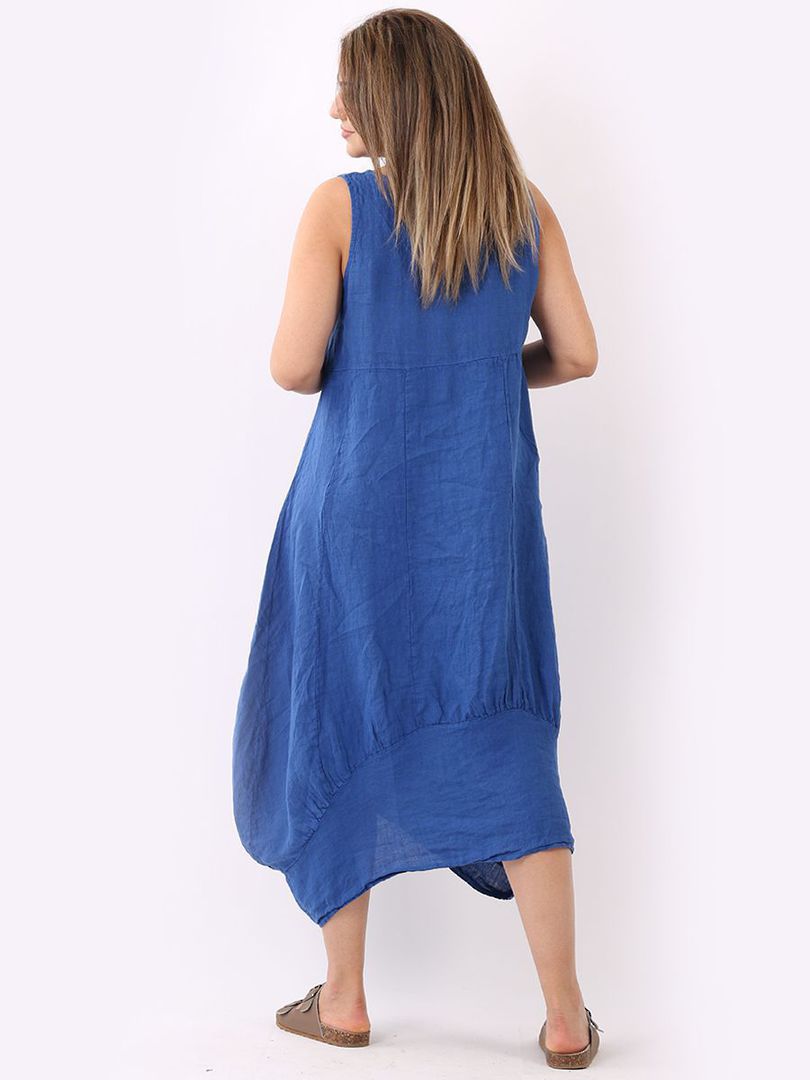 Gabriella Linen Dress Royal Blue image 1